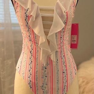 Lilly Pulitzer one piece bathing suit. Resort White Seastripe